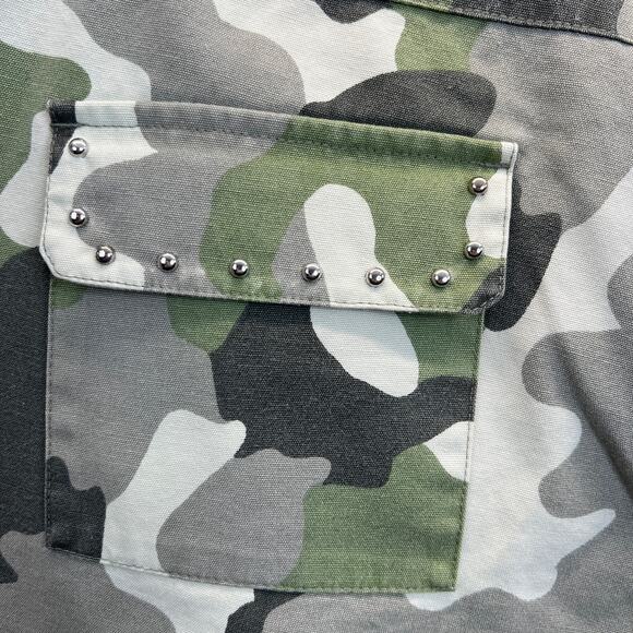 Old Navy Camo Jeans Green Womens Size 6 Green Flare Leg Low Rise Studded Denim - Picture 9 of 10